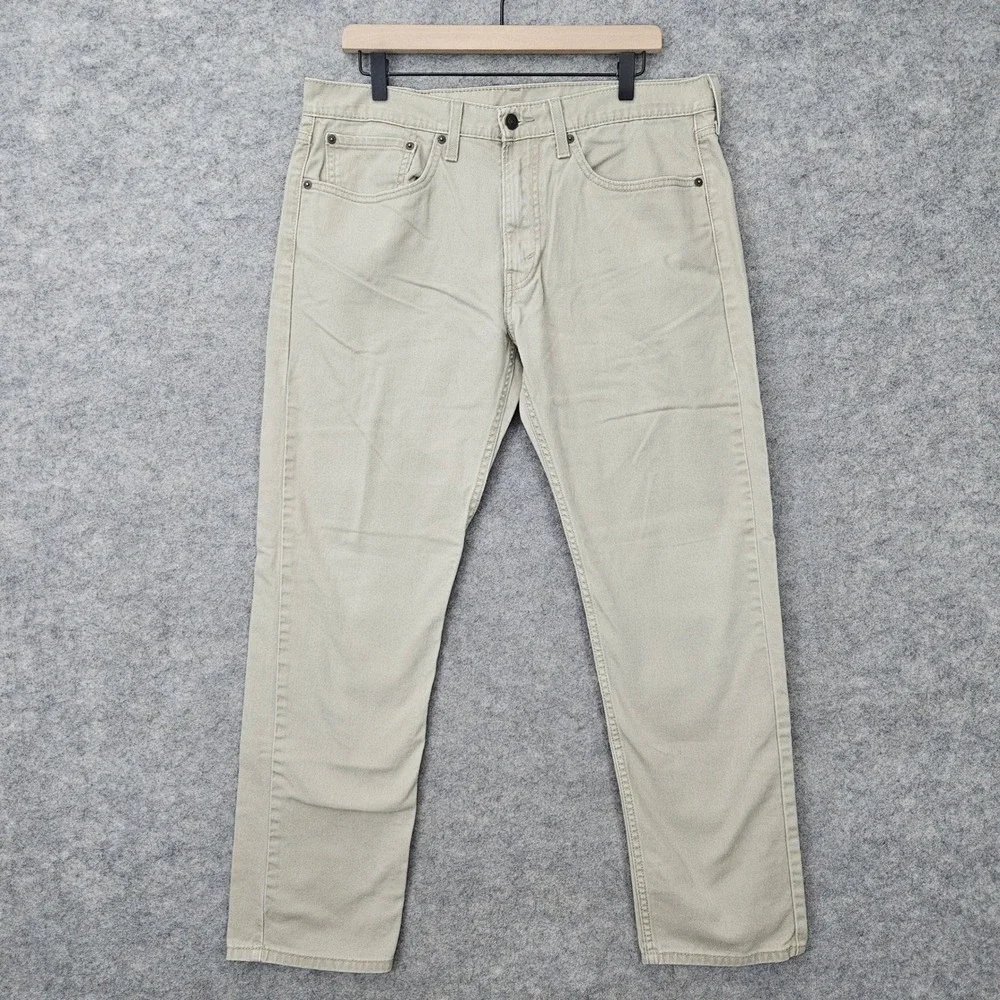 Levi's 502 Regular Taper Jeans Men's 34x32 Khaki Tan Beige Stretch Denim 2021